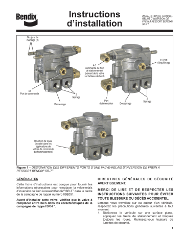 BENDIX S-1480 SR-7 SPRING BRAKE MODULATING VALVE Guide d'installation | Fixfr