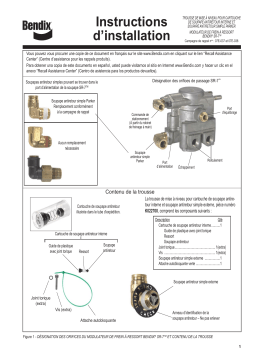 BENDIX S-1500 INTERNAL CHECK VALVE CARTRIDGE AND PARKER SINGLE CHECK VALVE RETROFIT KIT Guide d'installation