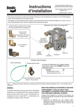 BENDIX S-1499 PARKER SINGLE CHECK VALVE REPLACEMENT KIT SR-7 SPRING BRAKE MODULATING VALVE Guide d'installation