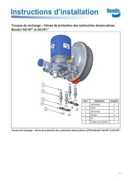 BENDIX S-1669 AD-HF AND AD-HFI CARTRIDGE PRESSURE PROTECTION VALVE REPLACEMENT KIT Guide d'installation