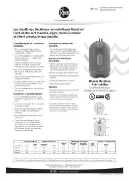 Rheem MR20120 Residential Electric Water Heater spécification