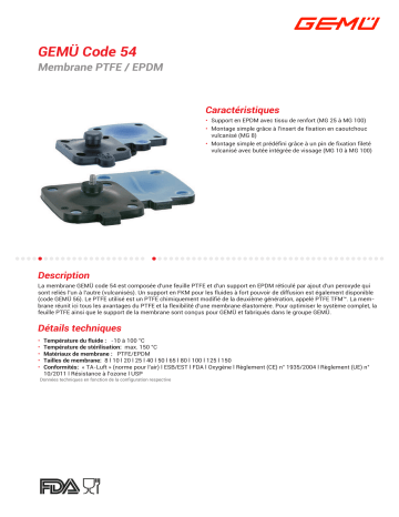 Gemu Code 54 PTFE/EPDM diaphragm Fiche technique | Fixfr