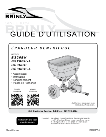 BS36BH | Brinly BS26BH 125 Lb. Tow Spreader Manuel du propriétaire | Fixfr