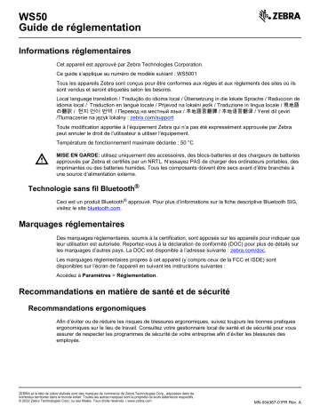 Zebra WS50 Manuel du propriétaire | Fixfr