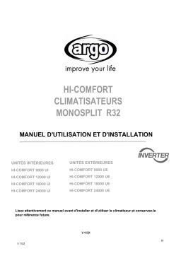 Argo HI-COMFORT MONO 24000 – R32 SINGLE & MULTI SPLIT SYSTEM Manuel utilisateur