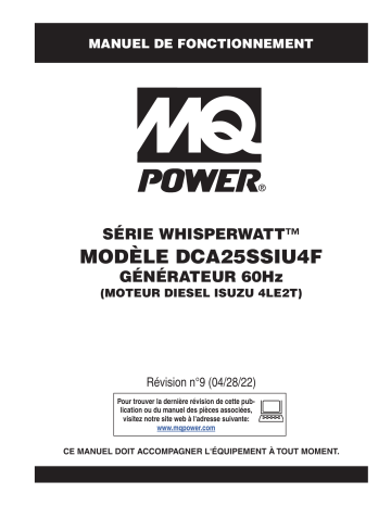 MQ Power DCA25SSIU4F Simple phase et triphasé 6-85kVA Mode d'emploi | Fixfr