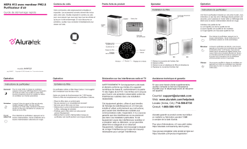 Aluratek AMAP01F HEPA Air Purifier for Mid-Sized Rooms Guide de démarrage rapide | Fixfr