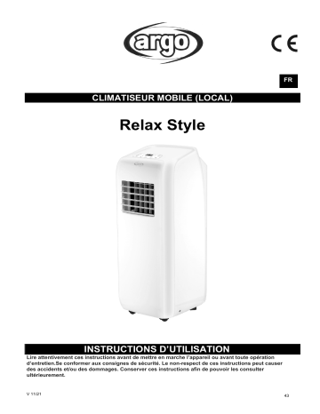 Argo RELAX STYLE PORTABLE AIR CONDITIONER Manuel utilisateur | Fixfr