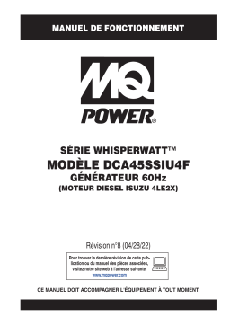 MQ Power DCA45SSIU4F Simple phase et triphasé 6-85kVA Mode d'emploi