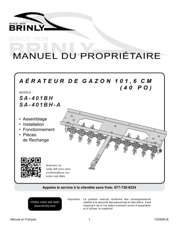 Brinly SA-401BH 40″ Spike Aerator Manuel du propriétaire | Fixfr