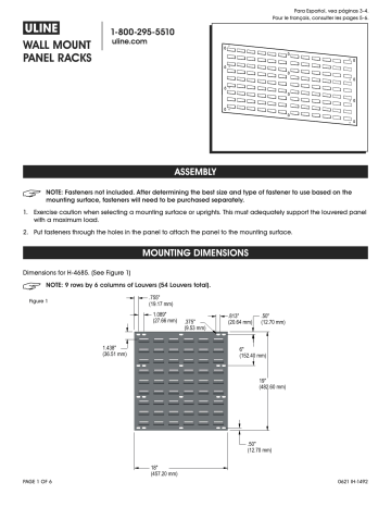 Uline Wall Mount Panel Racks Guide d'installation | Fixfr