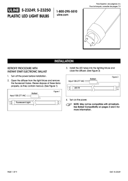 Uline S-23249, S-23250 Plastic LED Lightbulb Guide d'installation