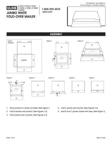 Uline S-20995 Jumbo White Fold-Over Mailer Guide d'installation | Fixfr