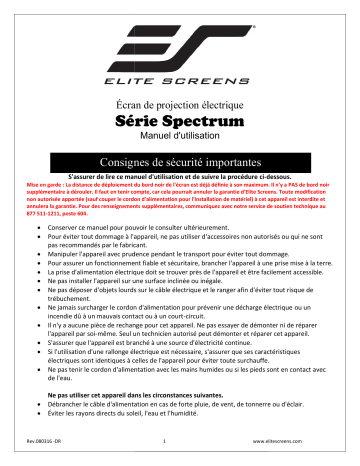 Elite Screens Spectrum Series Mode d'emploi | Fixfr