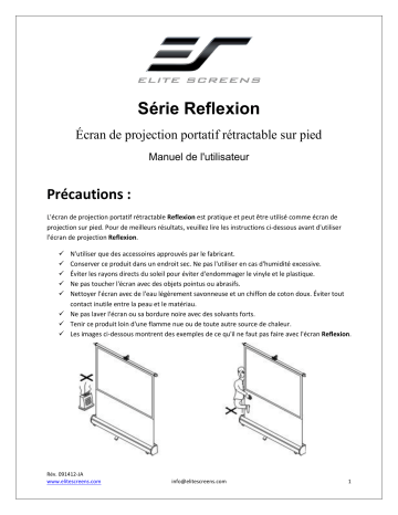 Elite Screens Reflexion Series Mode d'emploi | Fixfr