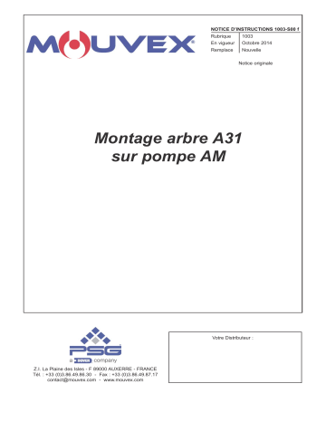 Mouvex Mounting Shaft A31 - 1003-S00 Manuel utilisateur | Fixfr