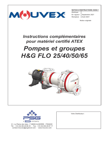 Mouvex 35454 ATEX H-FLO G-FLO Mode d'emploi | Fixfr