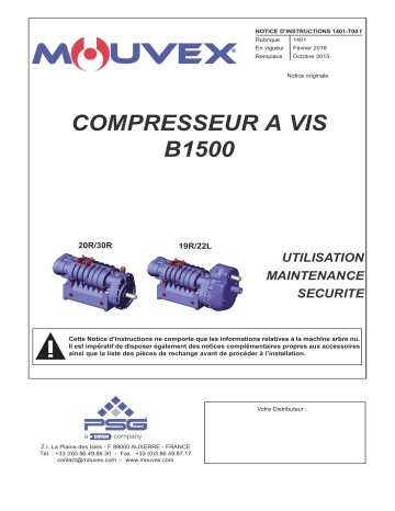 Mouvex B1500 Screw Compressors - 1401-T00 Manuel utilisateur | Fixfr