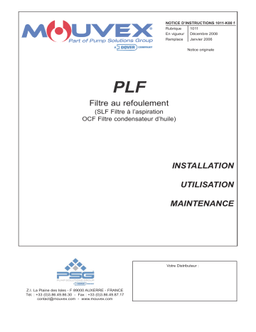 Mouvex PLF - 1101-K00 Manuel utilisateur | Fixfr