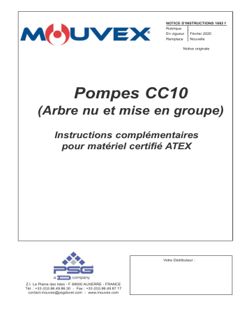 Mouvex 1682 ATEX CC10 24 A Mode d'emploi | Fixfr