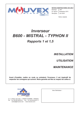 Mouvex B600 Mistral Typhon II Reversers - 1401-C00 Manuel utilisateur