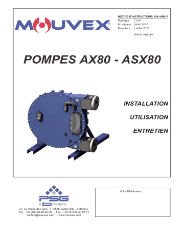 Mouvex AX80 - ASX80 Pump - 1101-M00 Manuel utilisateur | Fixfr