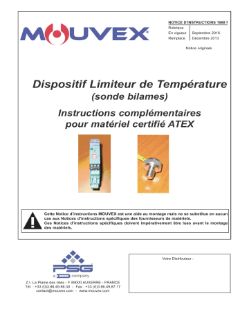Mouvex 1068 ATEX Dispositif limiteur de température Mode d'emploi | Fixfr