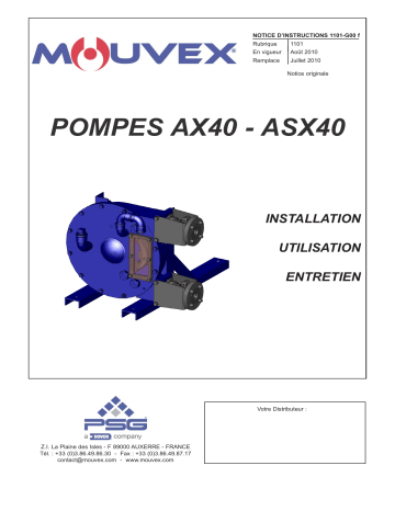Mouvex AX40 - ASX40 Pump - 1191-G00 Manuel utilisateur | Fixfr