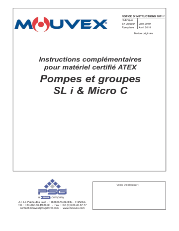 Mouvex 1071 ATEX Series SL & Micro C Mode d'emploi | Fixfr