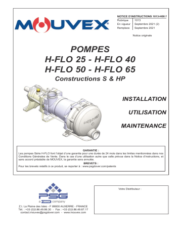 Mouvex 1013-H00 H-FLO25 H-FLO40 H-FLO50 H-FLO65 Manuel utilisateur | Fixfr