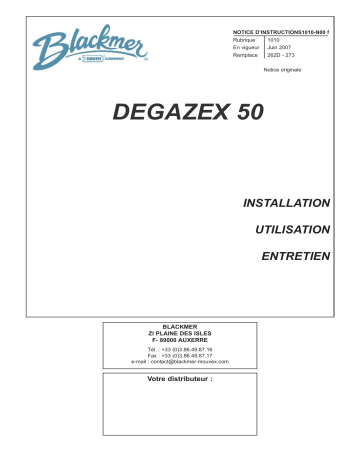 Mouvex Degazex 50 - 1010-N00 Manuel utilisateur | Fixfr