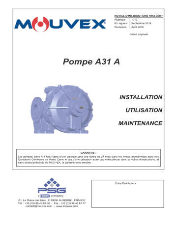 Mouvex Pump A31 A - 1012-D00 Manuel utilisateur | Fixfr