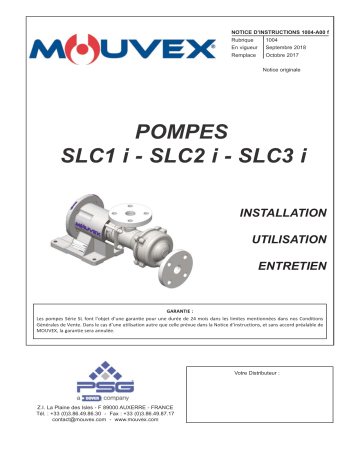 Mouvex Pumps SLC1, SLC2, SLC3 - 1004-A00 Manuel utilisateur | Fixfr