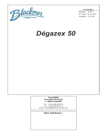 Mouvex Degazex 50 - 1010-N01 Manuel utilisateur | Fixfr