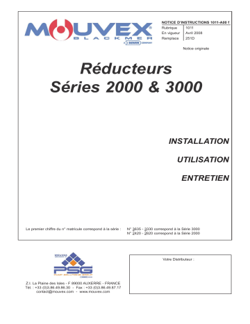 Mouvex Reducers 2000 & 3000 Series - 1101-A00 Manuel utilisateur | Fixfr