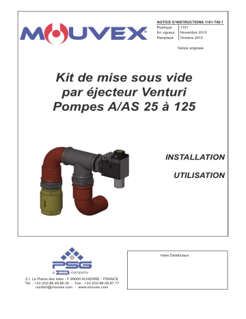 Mouvex Ejector Vacuum Kit A/AS 25-125 Pump - 1101-T00 Manuel utilisateur | Fixfr