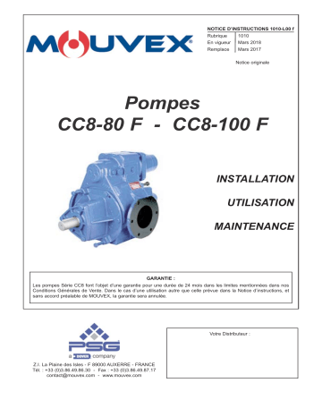 Mouvex Pumps CC8-80 F - CC8-100 F - 1010-L00 Manuel utilisateur | Fixfr