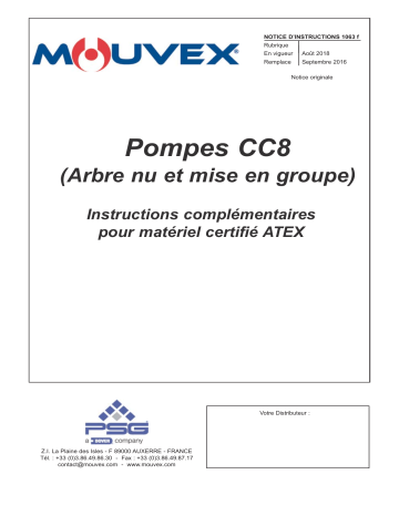 Mouvex 1063 ATEX Série CC8 Mode d'emploi | Fixfr