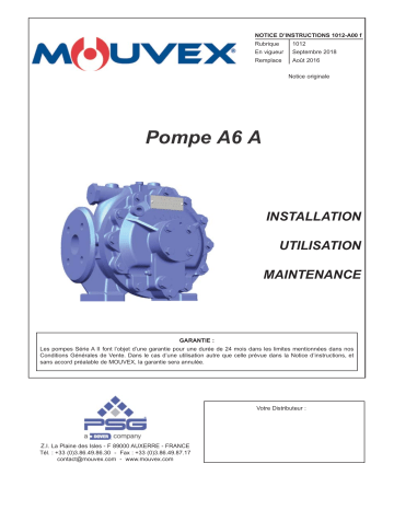 Mouvex Pump A6 A - 1012-A00 Manuel utilisateur | Fixfr