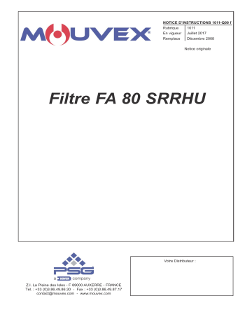 Mouvex FA Filter 80 SRRHU - 1011-Q00 Manuel utilisateur | Fixfr