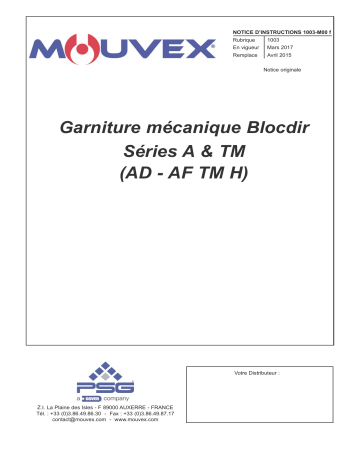 1003-M00 Garniture Blocdir Series A_TM (AD - AF TM H) | Mouvex A-Series AF - 1003-M00 Manuel utilisateur | Fixfr