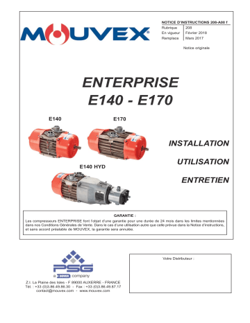 Mouvex 208-A00 Enterprise E140 - E170 Manuel utilisateur | Fixfr