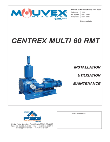 Mouvex Centrex Multi 60 RMT - 1006-B00 Manuel utilisateur | Fixfr