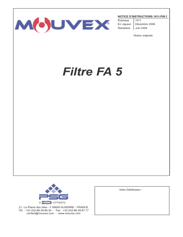 Mouvex FA 5 Filter - 1011-P00 Manuel utilisateur | Fixfr