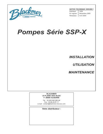 Mouvex SSP-X Pumps - 1009-B00 Manuel utilisateur | Fixfr