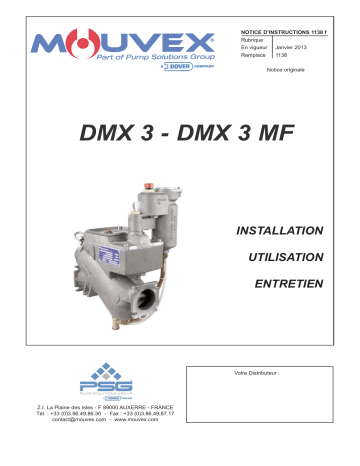 Mouvex DMX3, DMX3 MF Pump - 1138 Manuel utilisateur | Fixfr