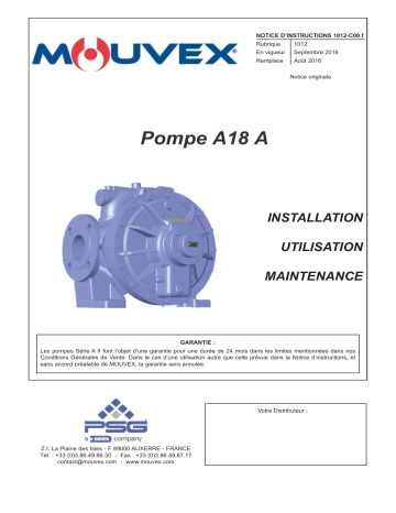 Mouvex Pump A18 A - 1012-C00 Manuel utilisateur | Fixfr