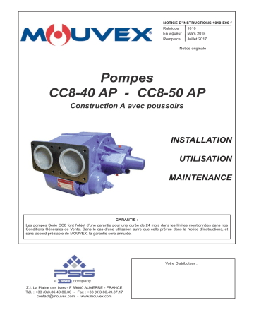 Mouvex Pumps CC8-40 AP - CC8-50 AP - 1010-E00 Manuel utilisateur | Fixfr
