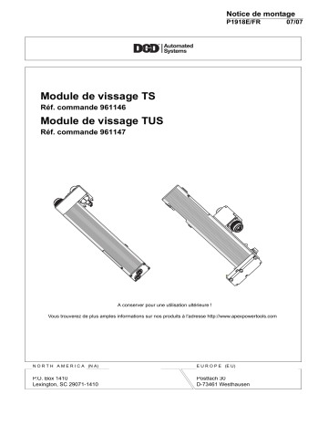 961146 | DGD 961147 P1918E/FR - Module de vissage TUS Manuel du propriétaire | Fixfr