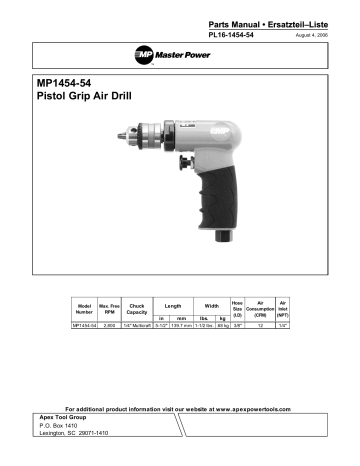 Master Power MP1454-54 2800 rpm Manuel du propriétaire | Fixfr